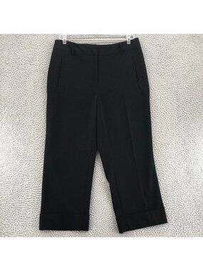 Chicos Pants Womens 1 US 8 Black Crop Cuffed Straight Leg Pockets Stretch Work